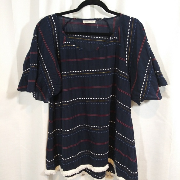mettle Tops - Mettle navy tunic with fringe